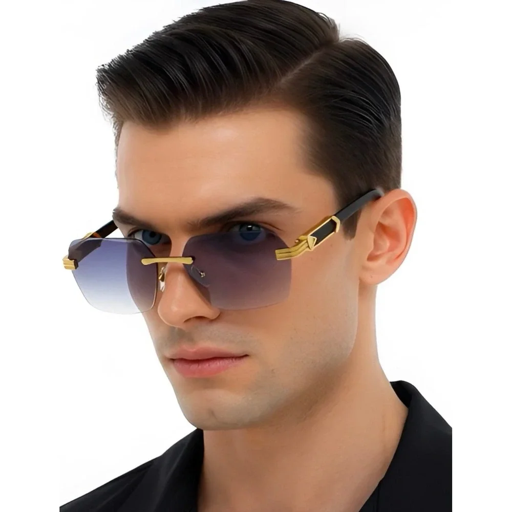Designer Style Men Sunglasses Gold Festival Classic New Gradient Grey Lens UV400